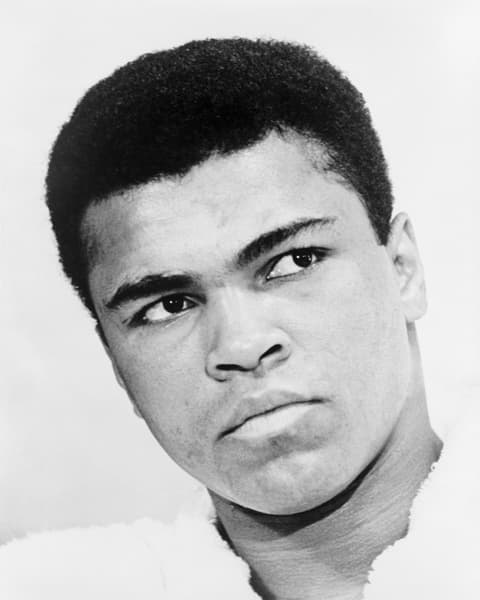 Muhammad Ali en 1967, retrato en blanco y negro.